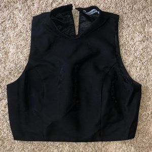 Black Mock Neck Crop Top